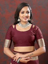 Thumbnail for Lorenvalley Fashion Maroon Soft Silk Woven Design Gold Zari Weaving Saree - Distacart