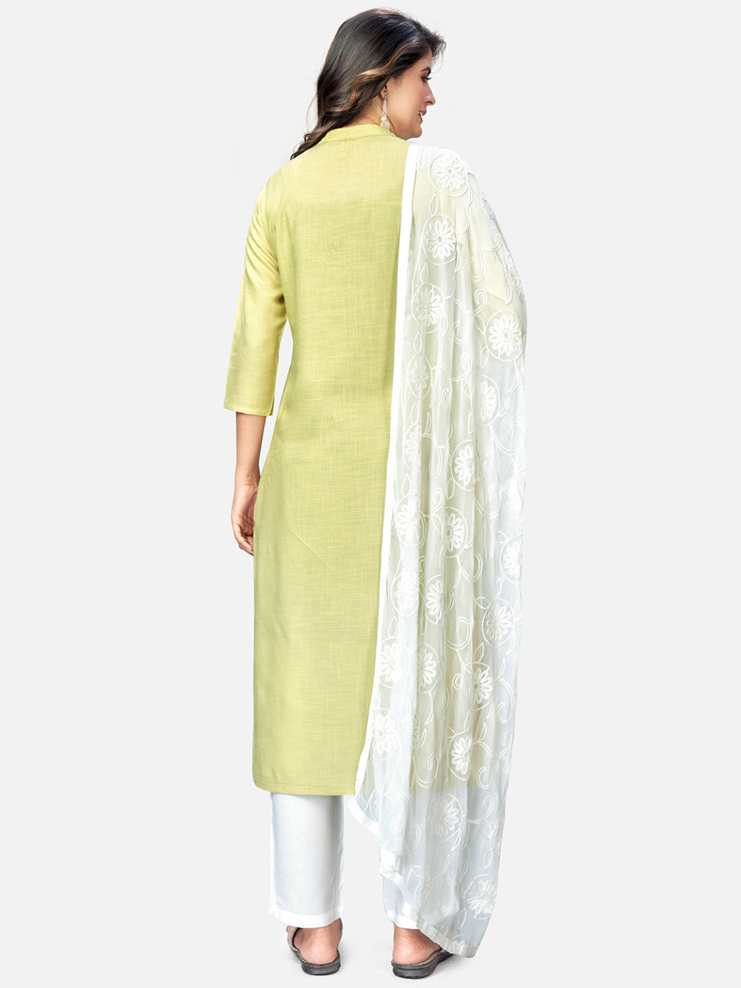 NOZ2TOZ Women Lime Green Kurta With Pant & Dupatta (3pcs set) - Distacart