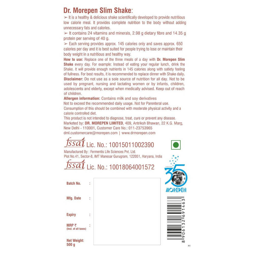 Dr. Morepen Slim Shake - Strawberry Flavor - Distacart