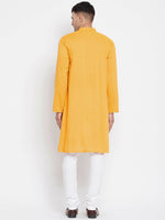 Thumbnail for Even Apparels Yellow Color Pure Cotton Men's Kurta With Band Collar - Distacart