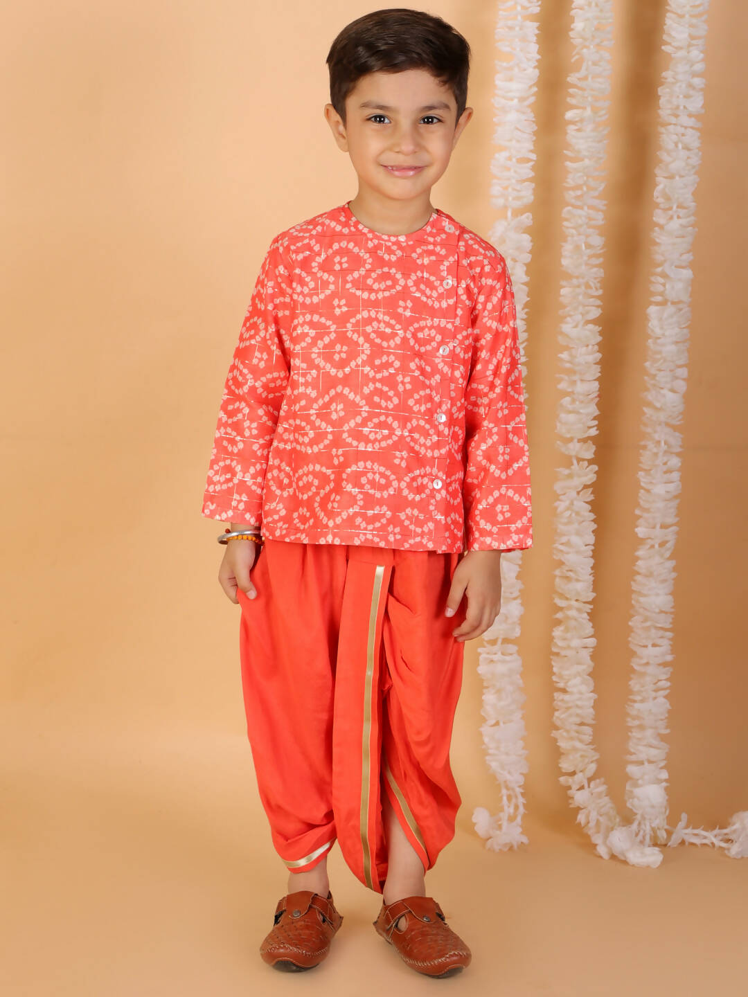 Lil Drama Boys Kurta Dhoti Set - Orange - Distacart