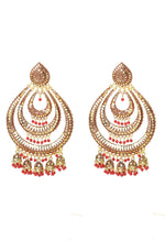 Thumbnail for Mominos Fashion Johar Kamal Triple Circle White With Red Big Size Earrings - Distacart