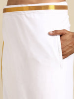 Thumbnail for Ramraj Cotton Mens Wedding White Regular Dhoti, Shirt & Towel Set Subhakalyan 1