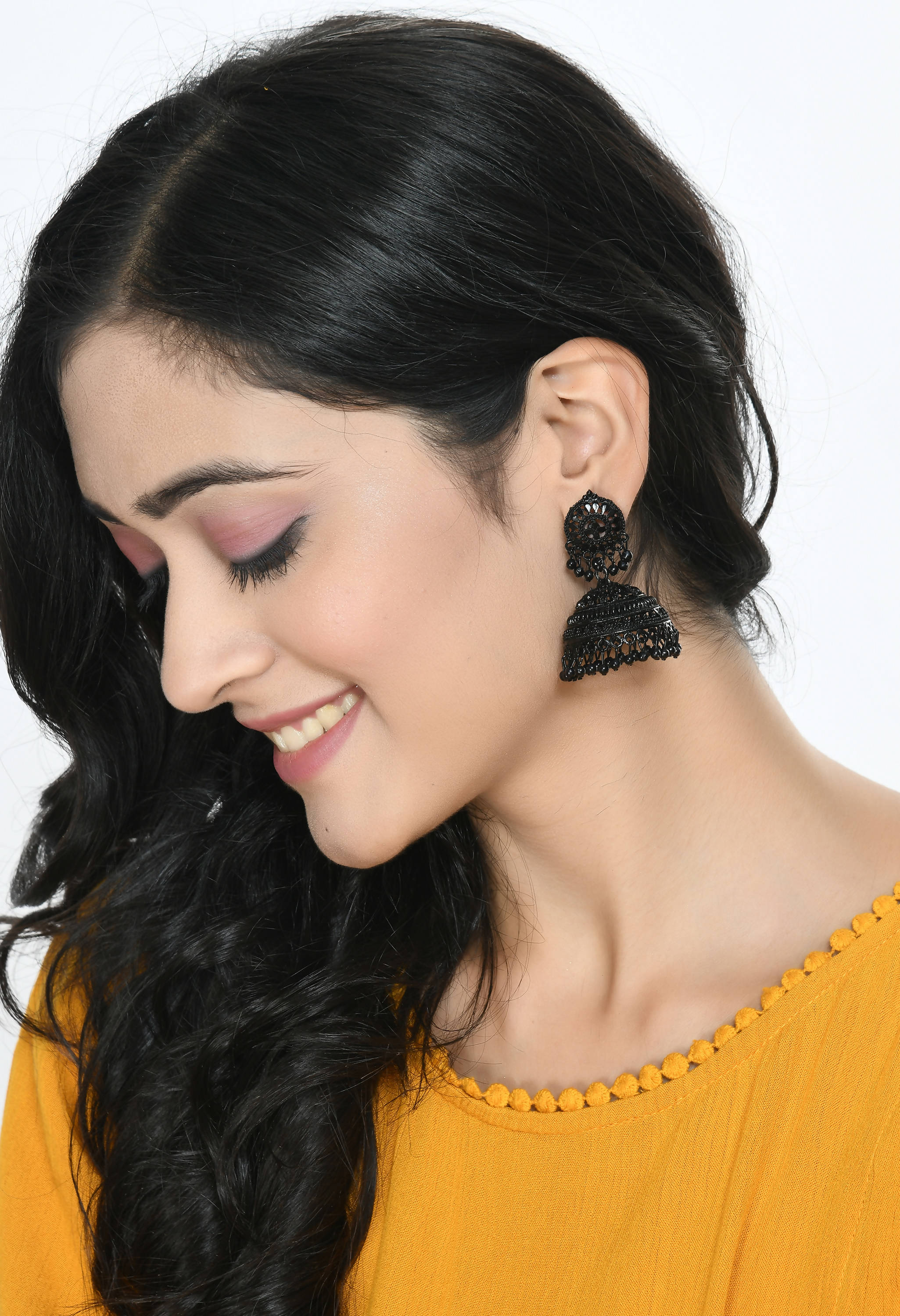 Mominos Fashion Johar Kamal Latest Design Black Color Jhumkas - Distacart