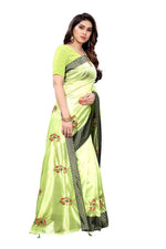 Thumbnail for Vamika Parrot Green Crepe Embroidery Saree (Nirali Pista)