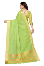 Thumbnail for Vamika Green Cotton Polyester Silk Weaving Saree - Distacart