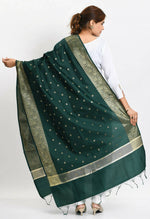 Thumbnail for Mominos Fashion Moeza Women's Banarsi Silk Woven Design Bottle Green Dupatta - Distacart