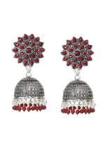 Thumbnail for Mominos Fashion Johar Kamal Kundan Work Jhumka With Maroon Beads - Distacart