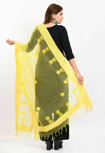 Thumbnail for Mominos Fashion Moeza Women's Orgenza All Over Chikan Work Lemon Yellow Dupatta - Distacart