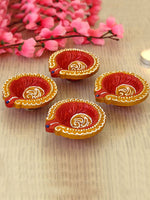 Thumbnail for Tied Ribbons Set Of 4 Terracotta Diyas - Distacart