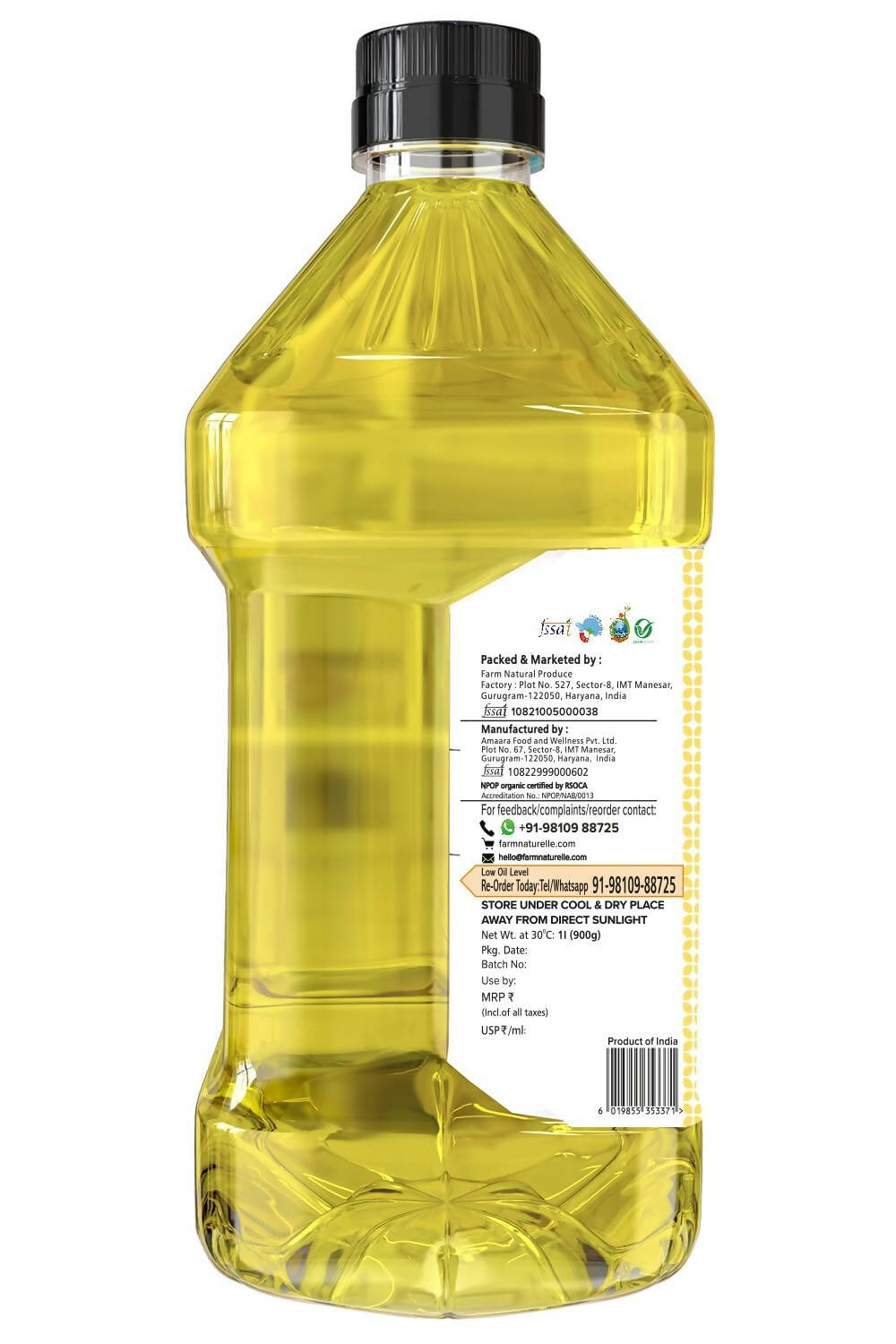 Farm Naturelle Organic Virgin Cold Pressed Sunflower Oil - Distacart