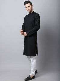 Thumbnail for Even Apparels Black Pure Cotton Men's Kurta With Side Placket - Distacart