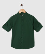 Thumbnail for Manet Boys Mandarin Collar Full Sleeves Melange Shirt - Green - Distacart