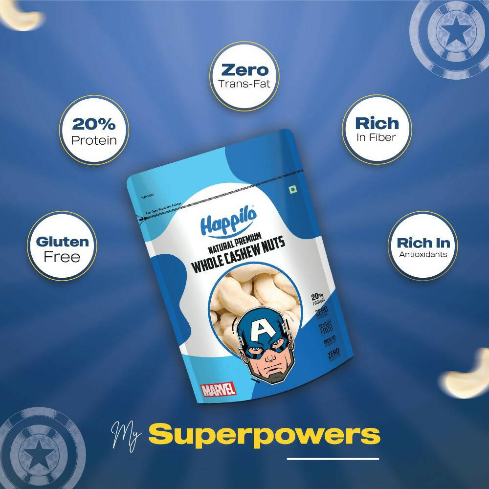 Happilo Natural Whole Cashews-Marvel Captain America Edition - Distacart