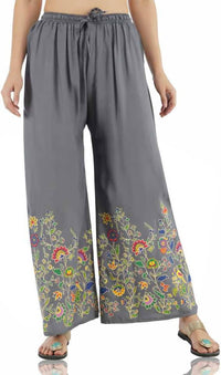 Thumbnail for Mominos Fashion Grey Floral Design Palazzo