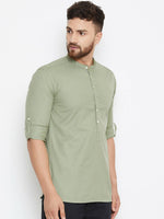 Thumbnail for Even Apparels Green Color Men's Pure Cotton Kurta With Band Collar - Distacart
