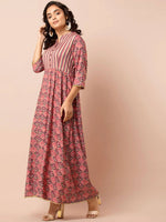 Thumbnail for Indya Orange Printed Maxi Dress - Distacart