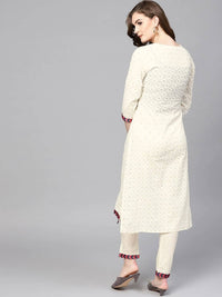 Thumbnail for Yufta Women Off-White Printed Kurta with Trouser