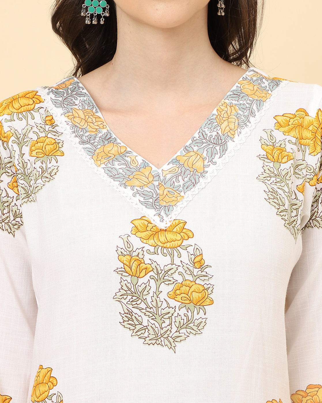 Varanga Women White Viscose Rayon Printed Regular Kurta With Trousers & Dupatta - Distacart