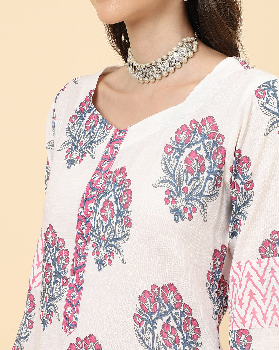 Varanga Women White Viscose Rayon Printed Regular Kurta With Trousers & Dupatta - Distacart