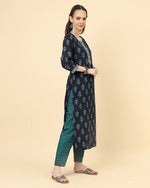 Thumbnail for Varanga Women Black Viscose Rayon Printed Regular Kurta With Trousers & Dupatta - Distacart