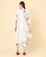 Thumbnail for Varanga Women White Viscose Rayon Printed Regular Kurta With Trousers & Dupatta - Distacart