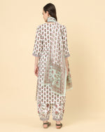 Thumbnail for Varanga Women White Viscose Rayon Printed Regular Kurta With Trousers & Dupatta - Distacart