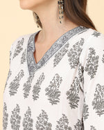 Thumbnail for Varanga Women White Viscose Rayon Printed Regular Kurta With Trousers & Dupatta - Distacart