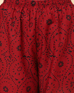 Thumbnail for Varanga Women Red Viscose Rayon Printed Regular Kurta With Trousers & Dupatta - Distacart