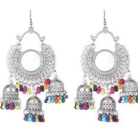 Thumbnail for Half Moon Design Mirror Kashmiri Jhumka Earrings