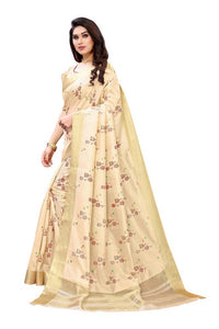 Thumbnail for Vamika Cream Color Cotton Polyester Silk Weaving Saree
