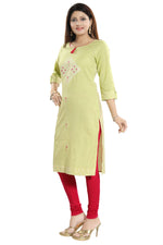Thumbnail for Snehal Creations Easy Breezy Liril Green Cotton Printed Tunic - Distacart