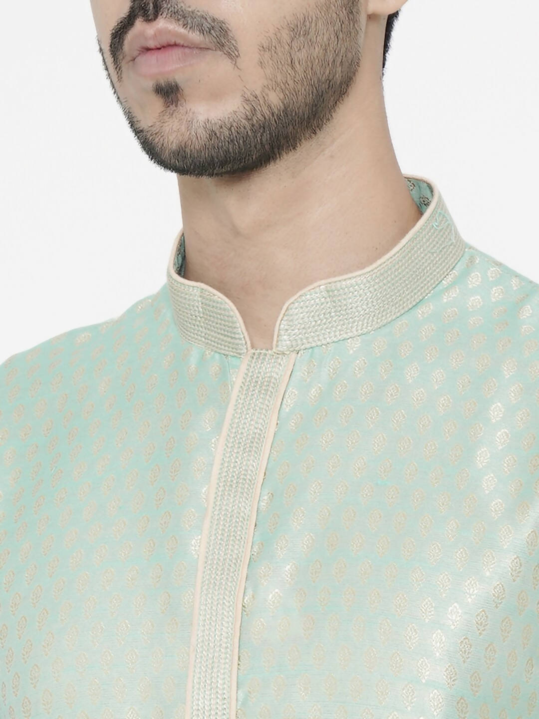 Manyavar Men Green Woven Design Straight Kurta - Distacart