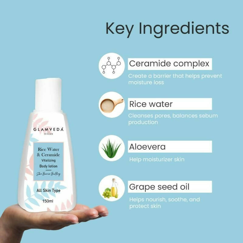 Glamveda Korean Rice Water & Ceramide Vitalizing Body Lotion - Distacart