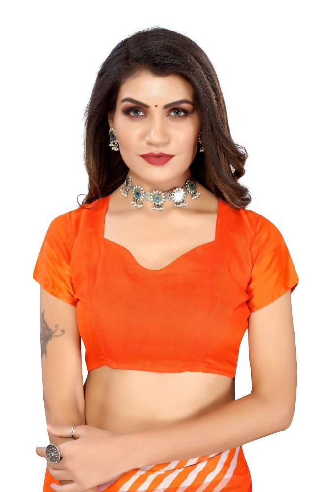 Vamika Orange Linen Satin Border Saree