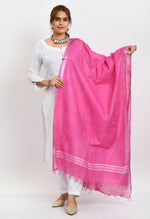 Thumbnail for Mominos Fashion Moeza Women's Linen Cotton Silver Border Dark Pink Dupatta - Distacart