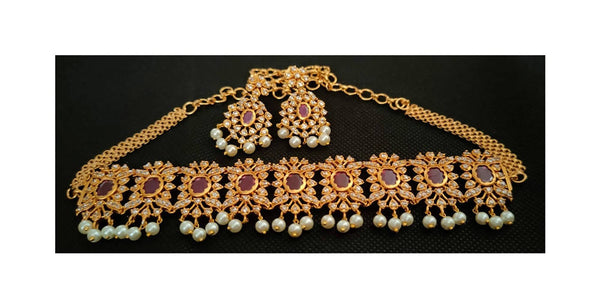 Uncuts & Ruby Neck Choker - Distacart