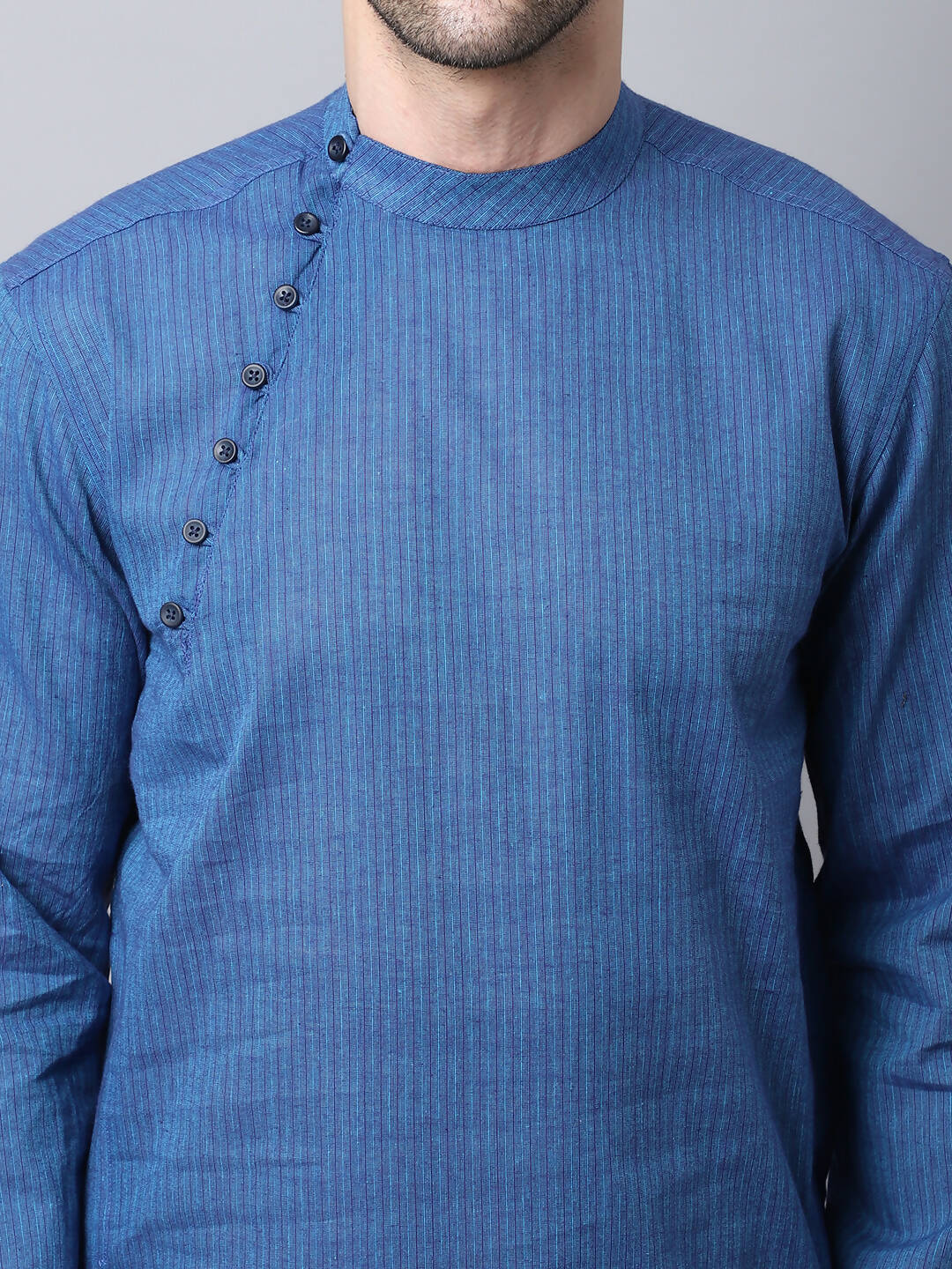 Even Apparels Blue Pure Cotton Men's Kurta With Side Placket - Distacart