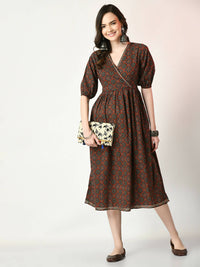 Thumbnail for Myshka Women's Multi Empire Printed Dress - Distacart
