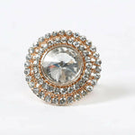 Thumbnail for Mominos Fashion Joharkamal Gold-Plated Stone Studded Adjustable Finger Ring - Design 06 - Distacart