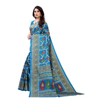 Thumbnail for Printed Jute Silk Blue Saree blouse