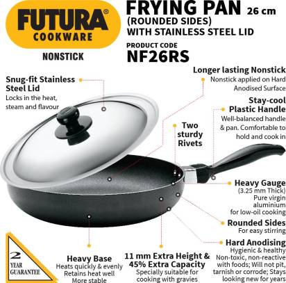 Hawkins Futura Non-stick Frying Pan 26 cm Diameter 1 L (NF26RS) - Distacart