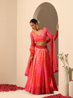 Thumbnail for Pomcha Jaipur Pink Gul Bahaar Lehenga Set - Distacart