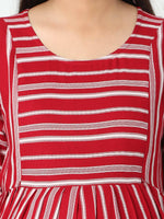 Thumbnail for Manet Three Fourth Maternity Dress With Concealed Zipper Nursing Access - Red - Distacart