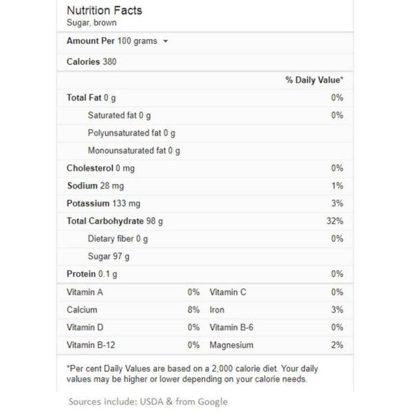 Freshon Organic Sugar Brown Ingredients