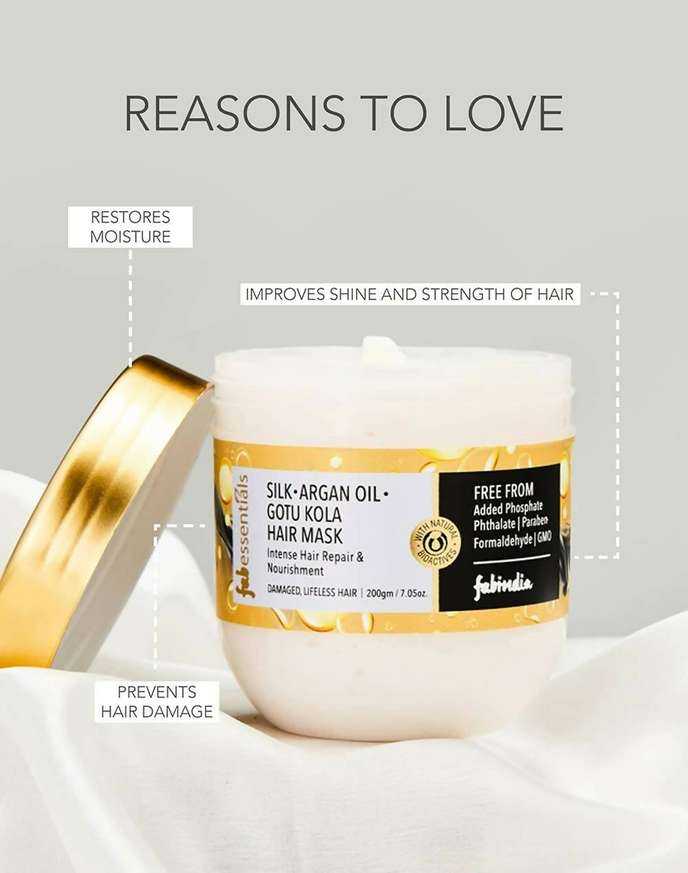 Fabessentials Silk Argan Oil Gotu Kola Hair Mask - Distacart