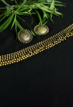 Thumbnail for Mominos Fashion Johar Kamal Oxidised Gold-Plated Brass Finish Ghungroo Design Choker Set - Distacart