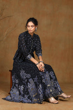 Thumbnail for Juniper Women Black Georgette Printed Flared Lehenga Choli Sets - Distacart