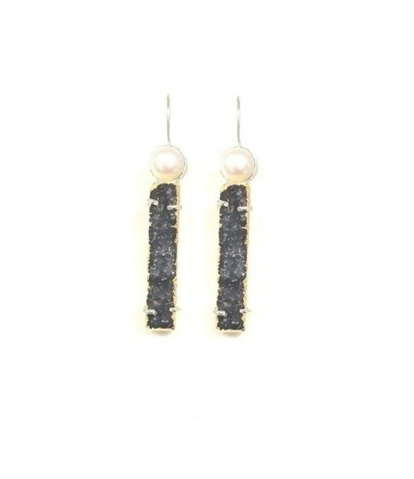 Bling Accessories Aqua Blue Natural Stone Druzy Earrings