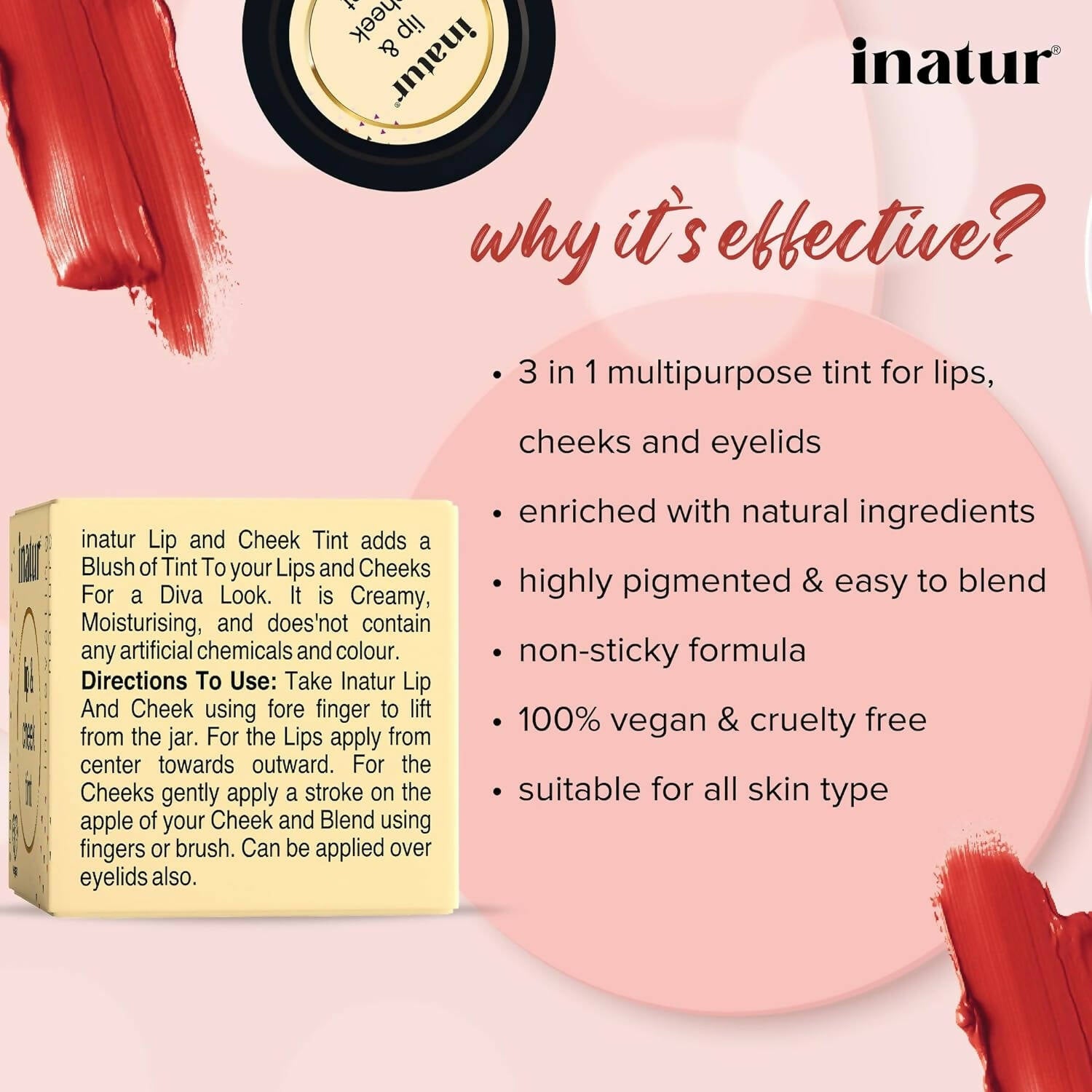 Inatur Lip and Cheek Tint Sunny Red - Distacart